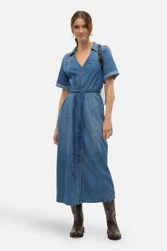 Robe à manches courtes - Mid blue denim - VERO MODA®