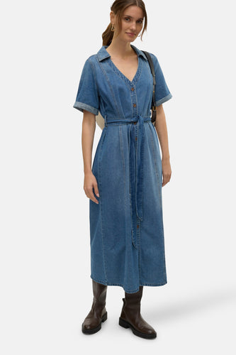 Robe à manches courtes - Mid blue denim - VERO MODA®