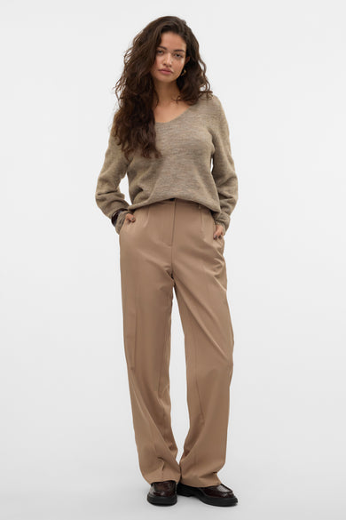 Pull à col en V - Beige