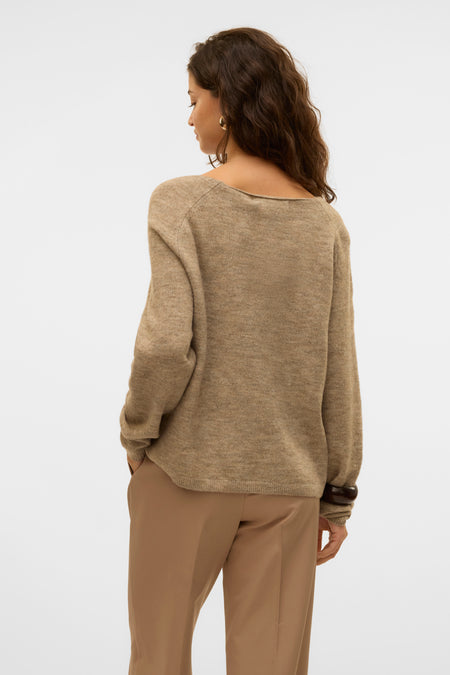 Pull à col en V - Beige