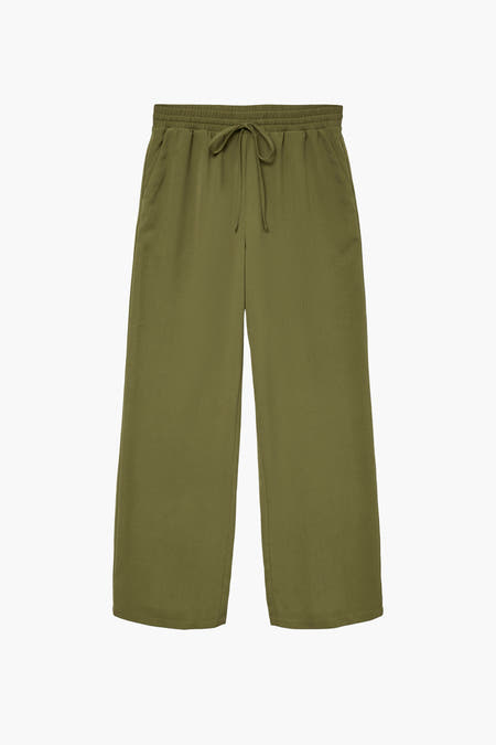 Pantalon vert de VERO MODA, avec cordon et jambes larges.