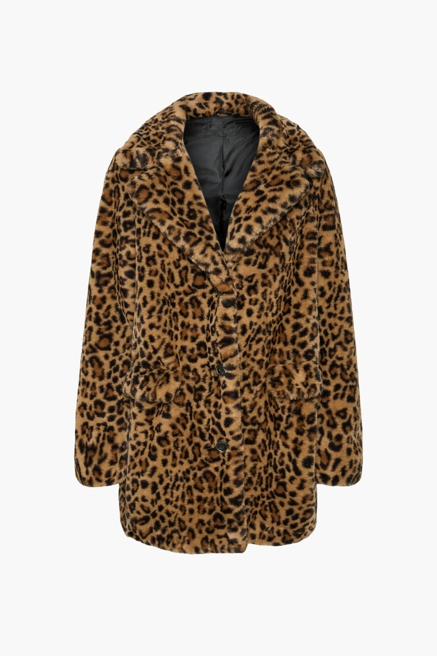 Manteau brun de VERO MODA® avec imprimé léopard et doublure noire.