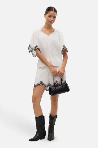 VMDIANA 2/4 V-NECK TOP WVN BTQ