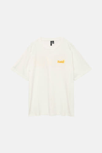 T-shirt blanc de VERO MODA® avec une petite impression "Soleil" sur la poitrine.