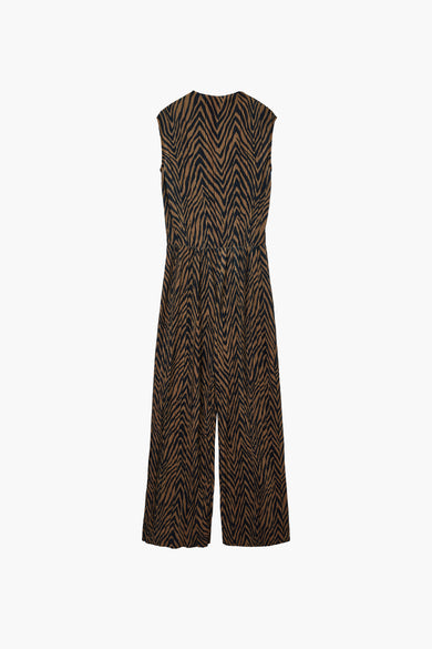 Combinaison brune de VERO MODA® avec un imprimé zigzag et des manches larges.