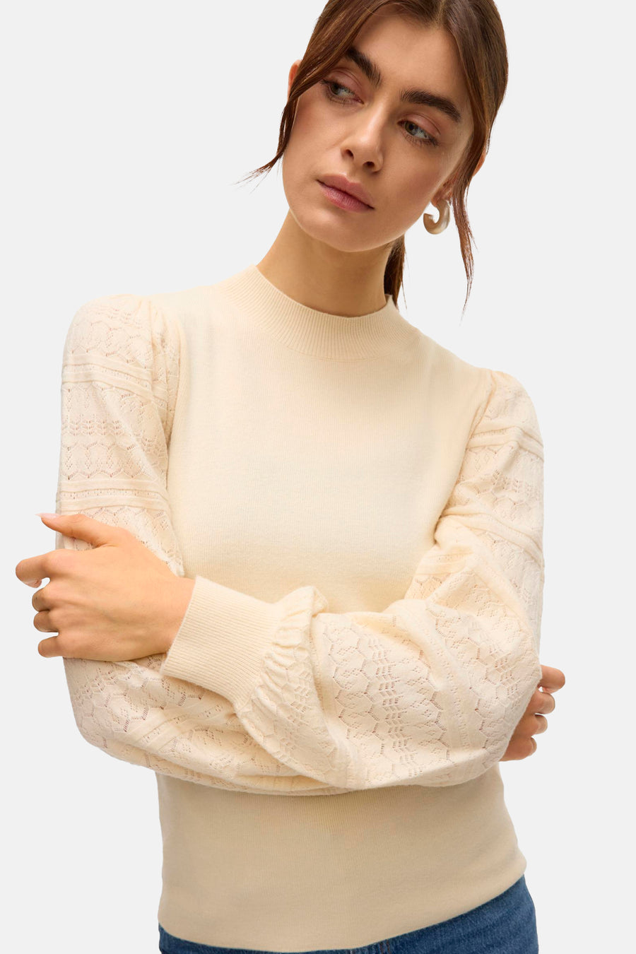 Pull à col rond - écru - VERO MODA® - 5