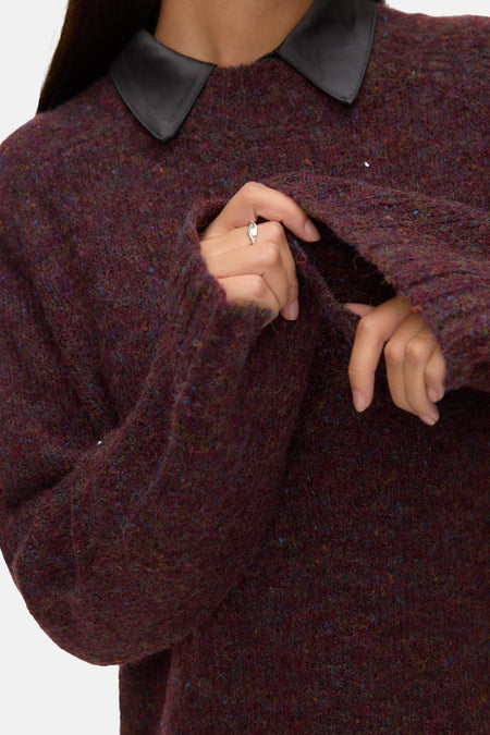 Pull à col rond - bordeaux