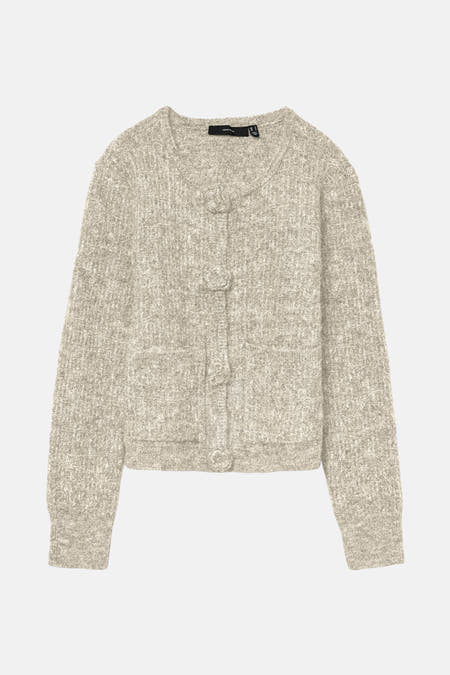 Gilet écru de VERO MODA, avec fermeture à boutons et texture subtile.