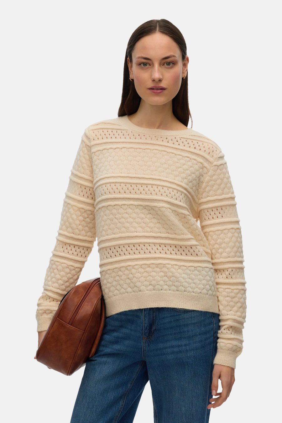 Pull à col rond - beige - VERO MODA®
