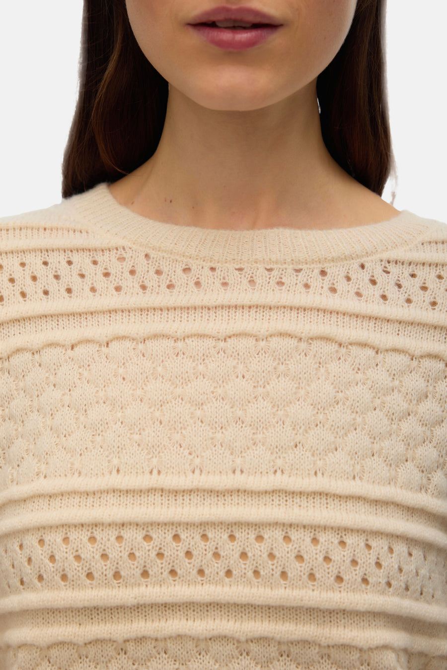 Pull à col rond - beige - VERO MODA®