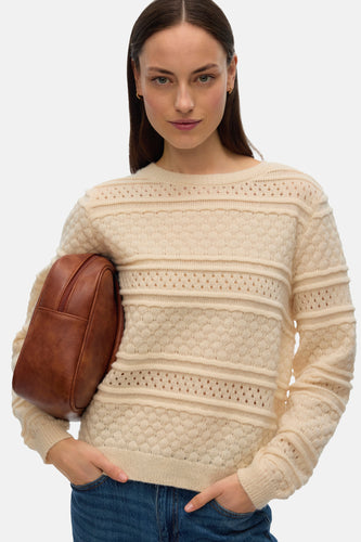 Pull à col rond - beige - VERO MODA®