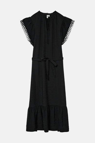 Robe sans manches noire de Vero Moda avec des détails ajourés aux épaules et une ceinture.