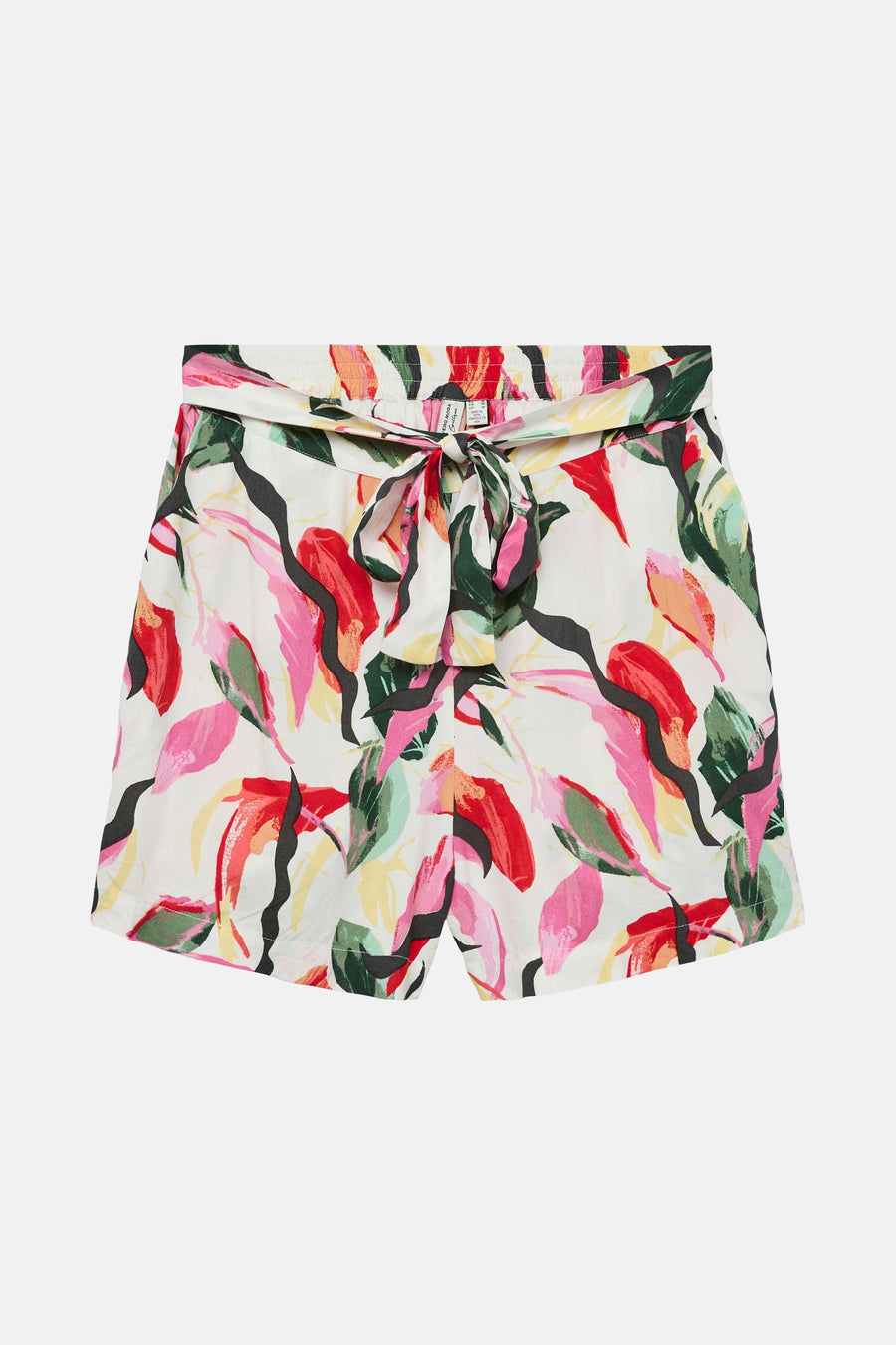 Short multicolore de VERO MODA avec imprimé feuille et ceinture à nouer.