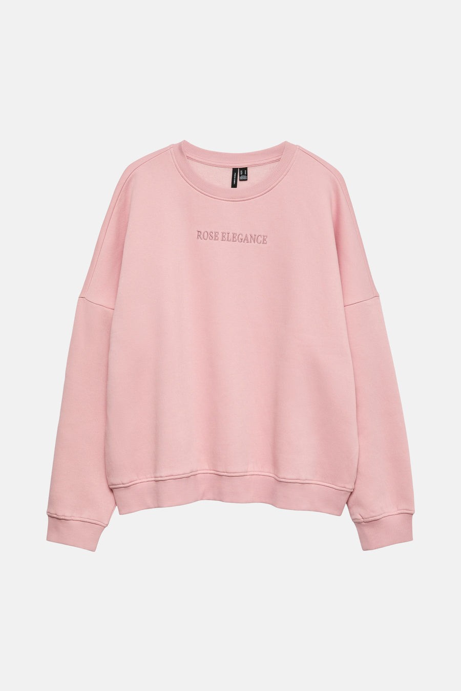 Gilet rose de VERO MODA avec le texte "Rose Elegance" subtilement brodé sur la poitrine.