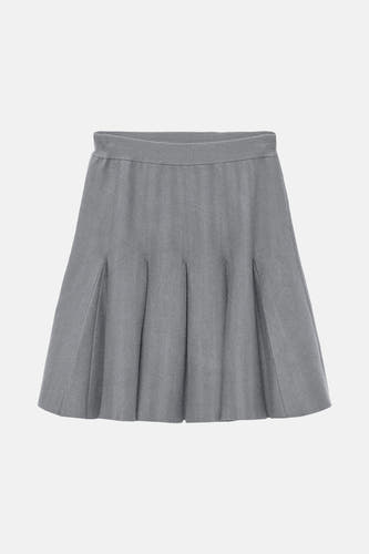 Jupe courte gris clair de VERO MODA® avec plis et ceinture à bordures côtelées.