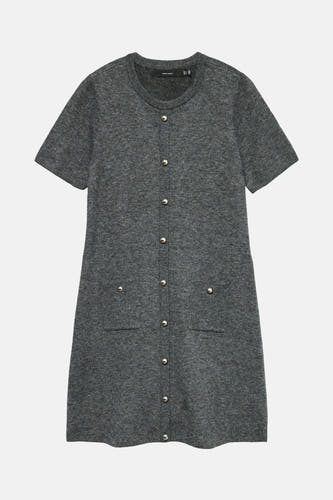 Manteau gris à manches courtes de Vero Moda, avec fermeture à boutons et poches brodées.