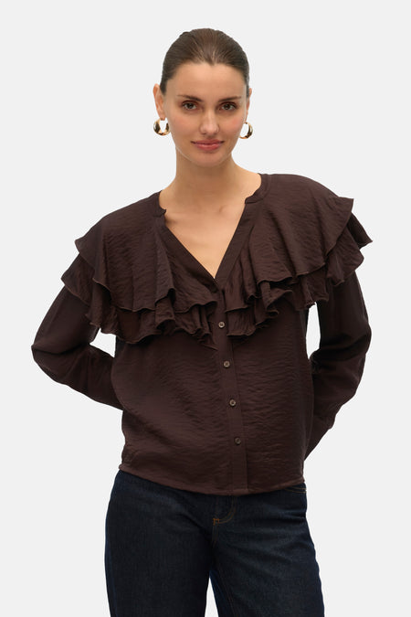 VMLIZZI LS FLOUNCE TOP WVN GA