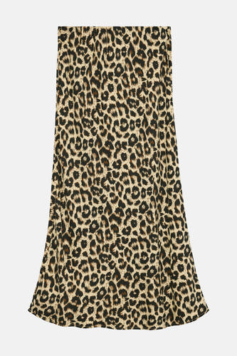 Jupe longue brune de VERO MODA avec un imprimé léopard.