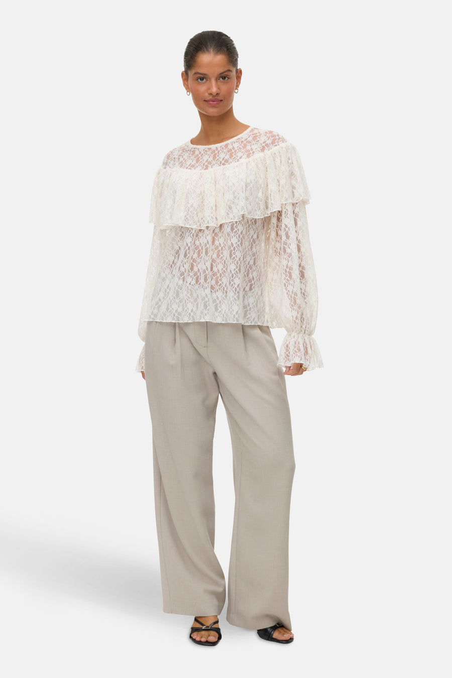 VMLOULOU LS FLOUNCE LACE TOP WVN