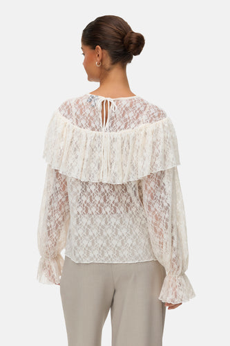 VMLOULOU LS FLOUNCE LACE TOP WVN