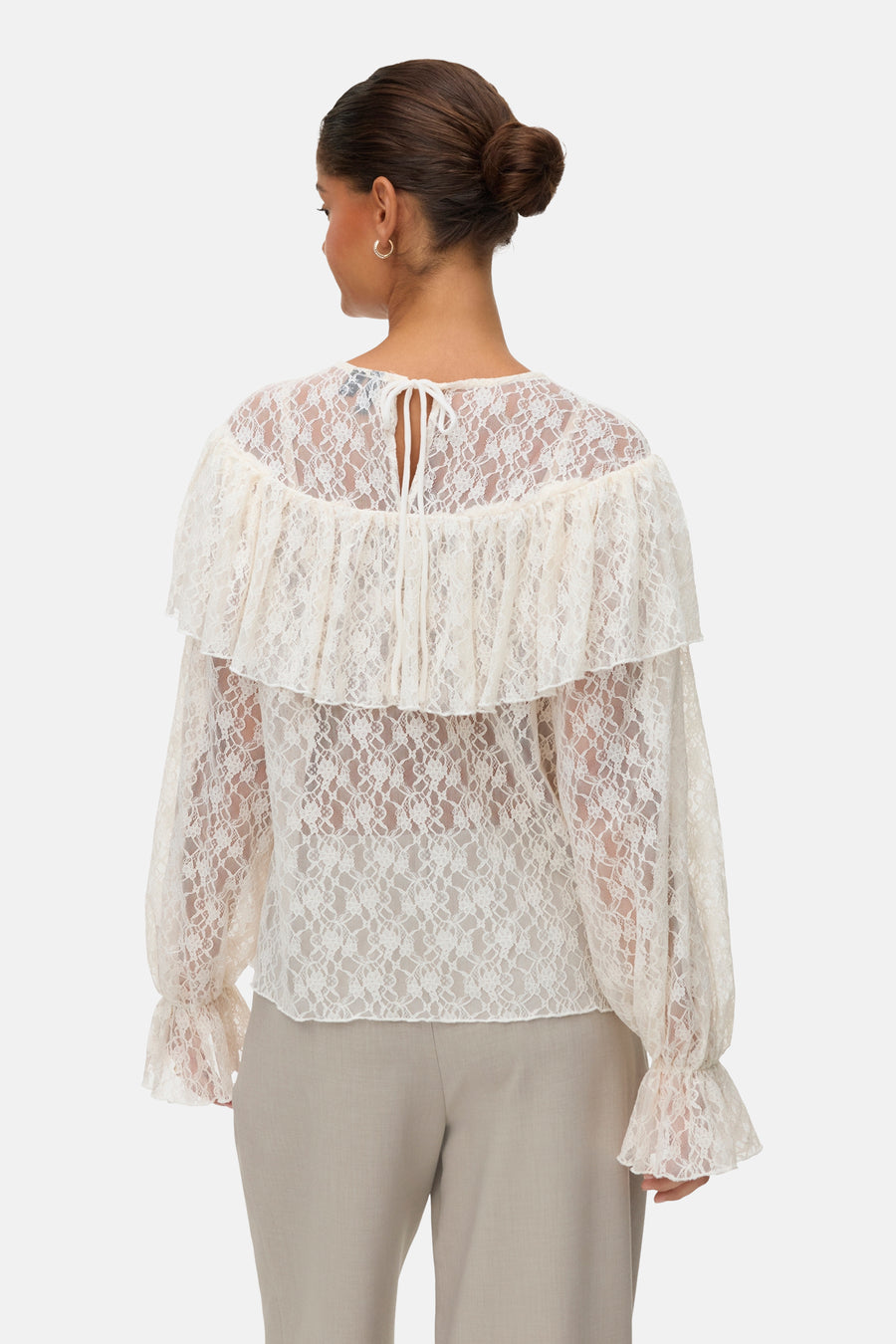 VMLOULOU LS FLOUNCE LACE TOP WVN