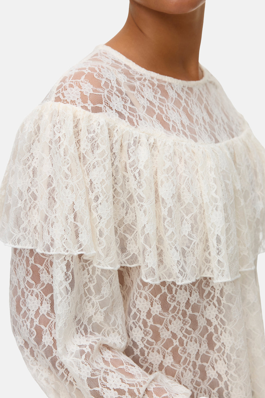 VMLOULOU LS FLOUNCE LACE TOP WVN