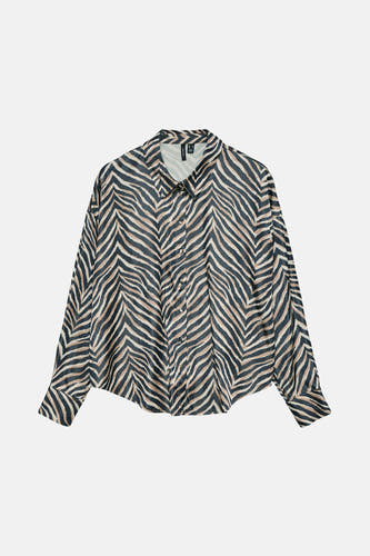 T-shirt multicolore à manches longues de VERO MODA, avec imprimé zèbre et fermeture à boutons.