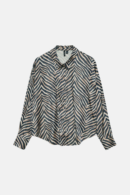 T-shirt multicolore à manches longues de VERO MODA, avec imprimé zèbre et fermeture à boutons.