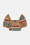 VMTRUELY TROPICAL SS CROP TOP WVN EXP