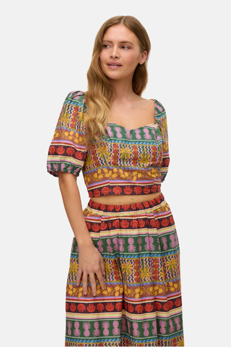 VMTRUELY TROPICAL SS CROP TOP WVN EXP