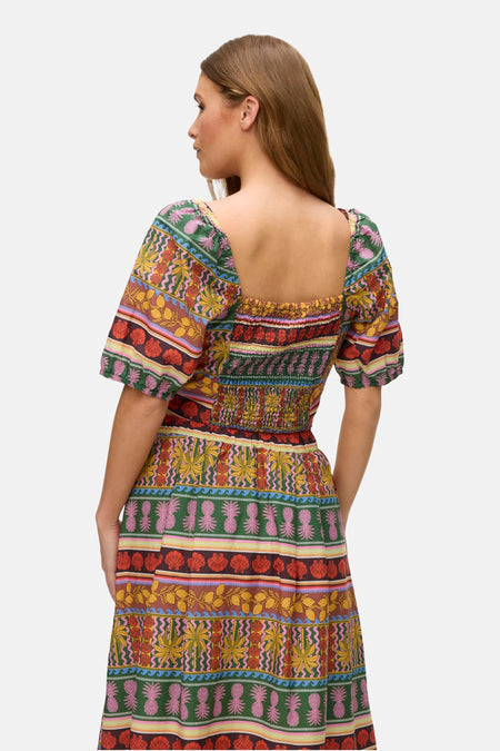 VMTRUELY TROPICAL SS CROP TOP WVN EXP