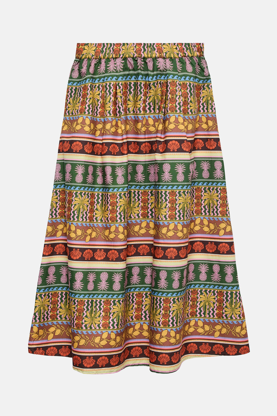 Robe longue multicolore de Vero Moda, avec une impression tropique de coquillages et d'ananas.