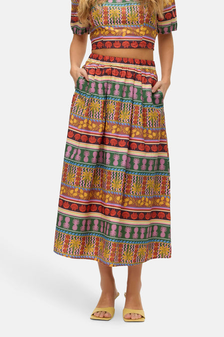 VMTRUELY TROPICAL HW 7/8 SKIRT WVN EXP