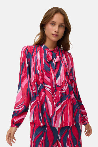 Multicolour blouse met lange mouwen van VERO MODA, met een abstract patroon en een strikdetail bij de halslijn.