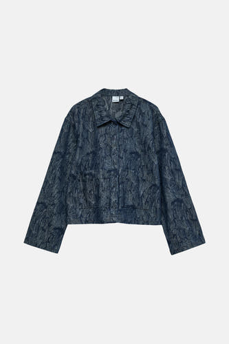 Blouson bleu de VERO MODA avec motif abstrait et longues manches.