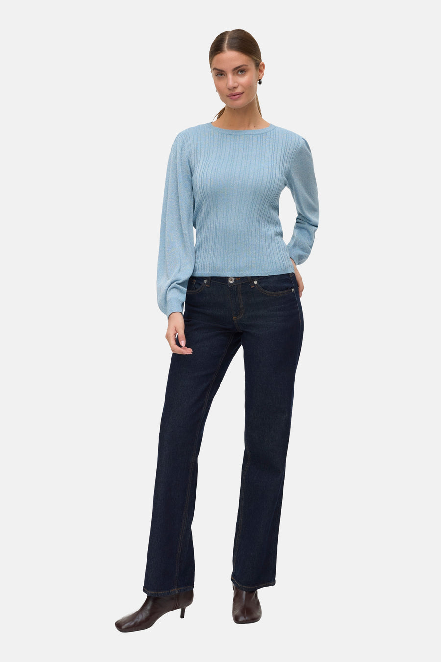 Pull à col rond - bleu - VERO MODA®