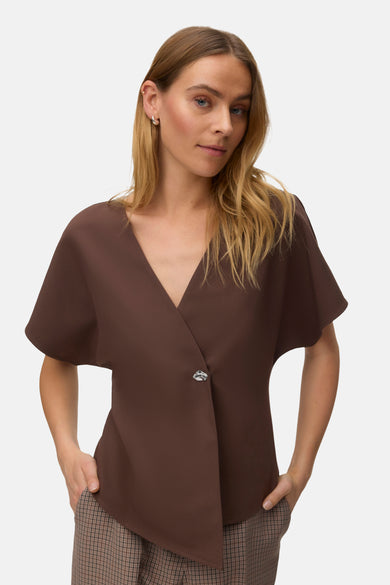 Blouse à manches courtes - brun