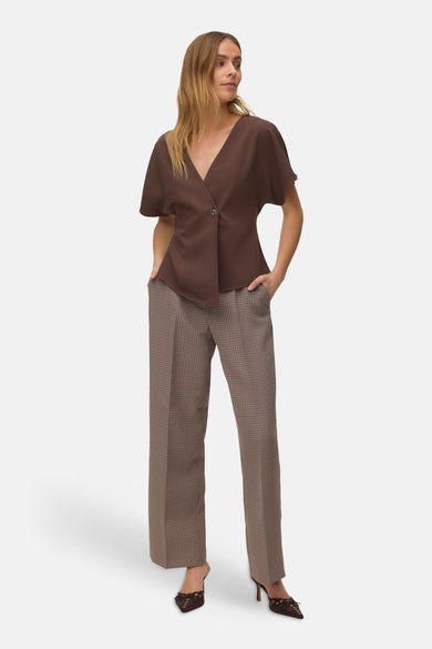 Blouse à manches courtes - brun