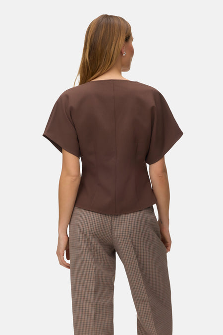 Blouse à manches courtes - brun