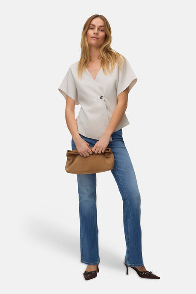 Blouse à manches courtes - beige