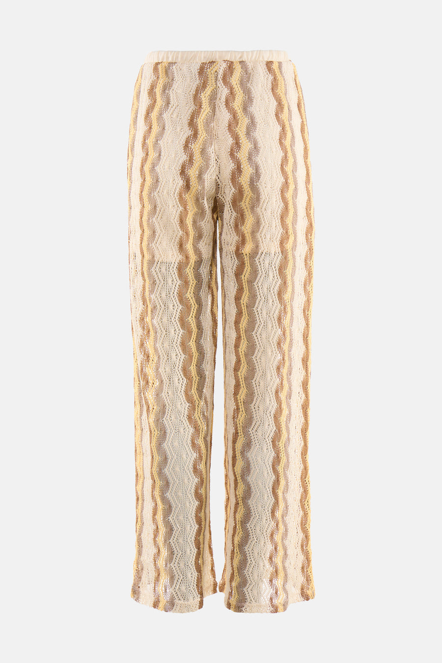 Pantalon multicolore en maille ajourée de VERO MODA® avec rayures ondulées et taille élastique.