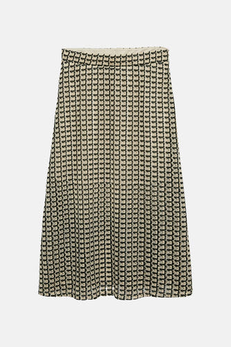 Jupe crochet multicolore de VERO MODA® avec un motif ajouré géométrique beige et noir.