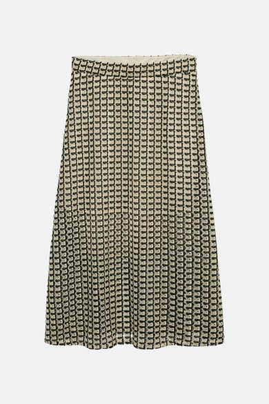 Jupe crochet multicolore de VERO MODA® avec un motif ajouré géométrique beige et noir.