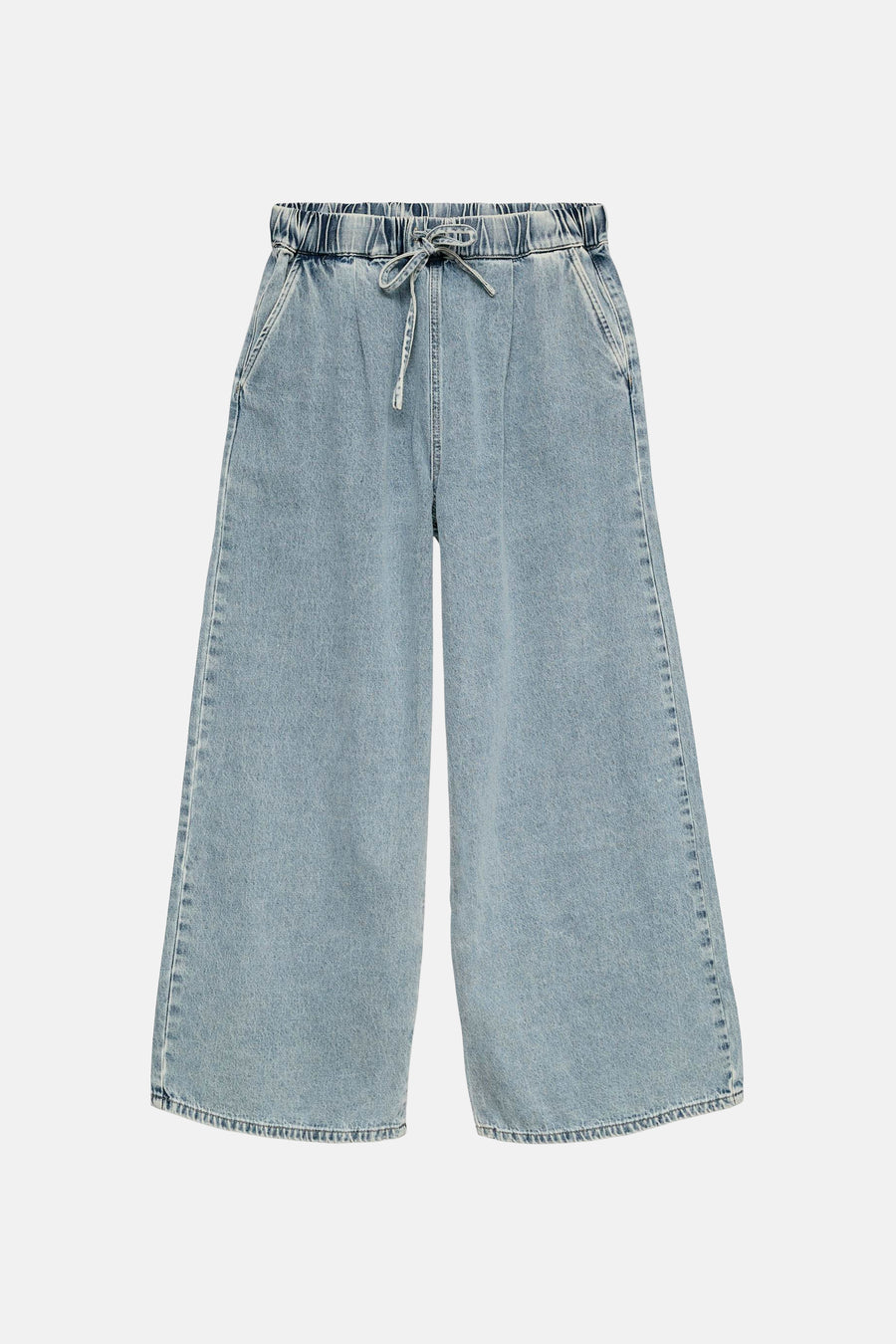 Jeans large en denim bleu clair de VERO MODA, avec taille élastique et cordon de serrage.