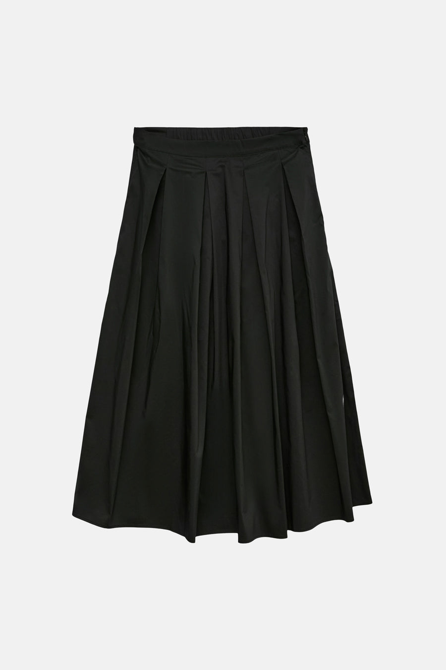 Jupe longue plissée noire de VERO MODA®, posée à plat.