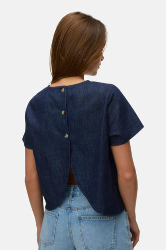 Blouse à manches courtes - dark blue denim