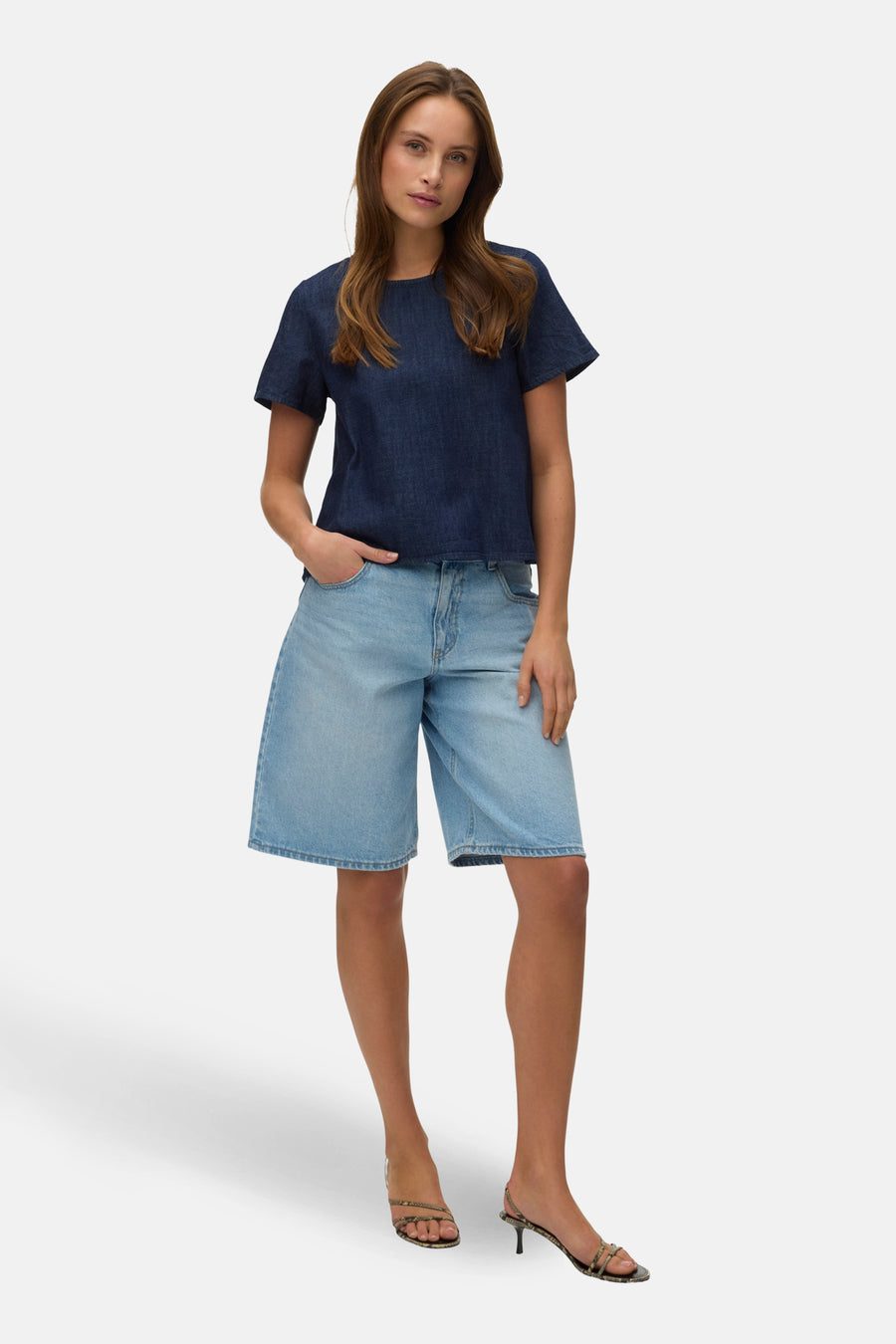 Blouse à manches courtes - dark blue denim