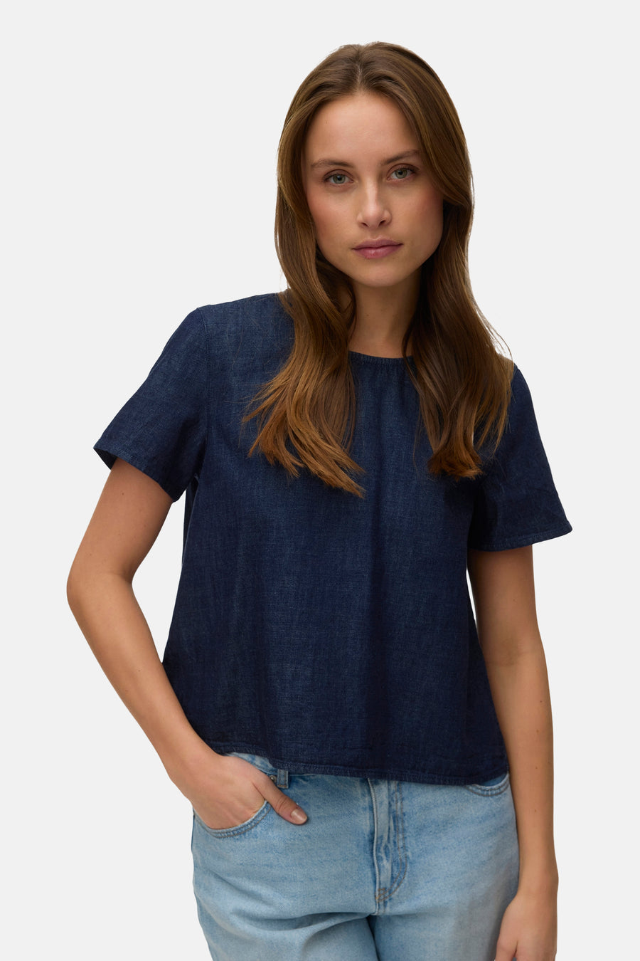 Blouse à manches courtes - dark blue denim
