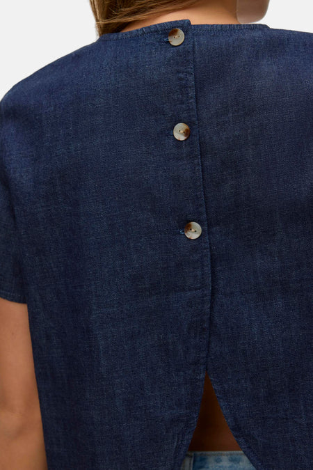 Blouse à manches courtes - dark blue denim
