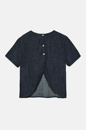 Blouse à manches courtes - dark blue denim